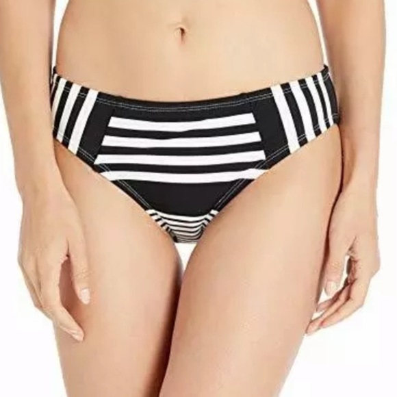 La Blanca Fine Line Side Spliced Bikini Bottoms Size 16 Black/white - Picture 1 of 5